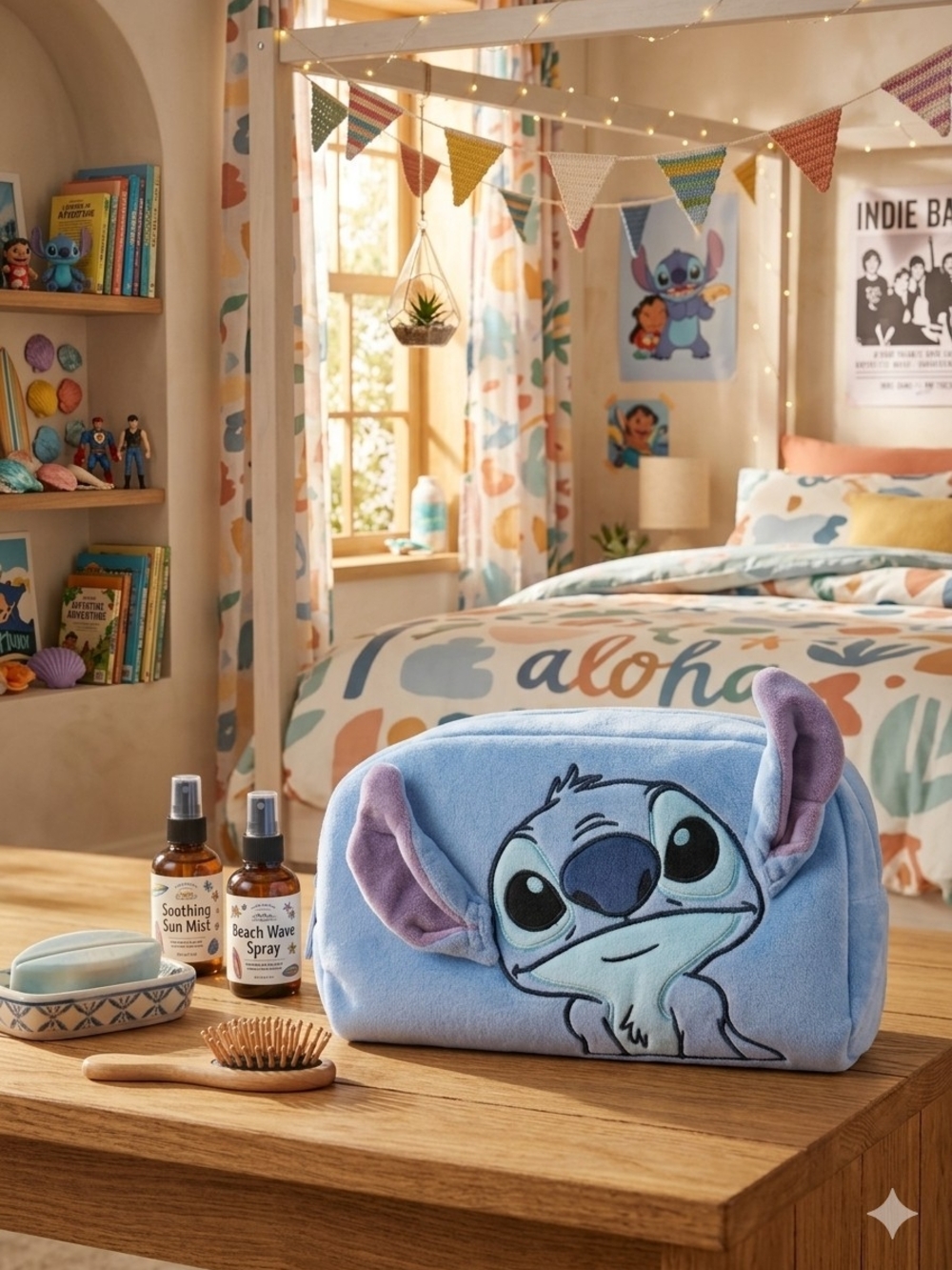 Disney Lilo & Stitch Plush Kids Cosmetic Bag - Light Blue